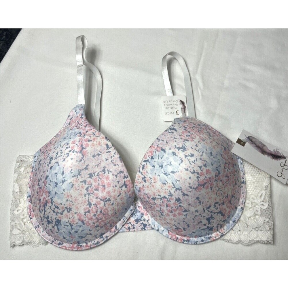 Jessica Simpson Push-Up Bra with Gentle Lift Cream Floral Size 36C NWT